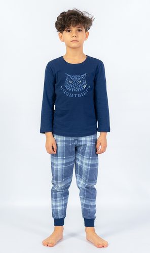 Dětské pyžamo dlouhé Sova - tmavě modrá
