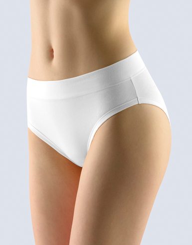 GINA dámské kalhotky klasické, širší bok, šité, jednobarevné Disco XIV 10231P - bílá