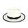Bílý klobouk s černým lemem a mašlí