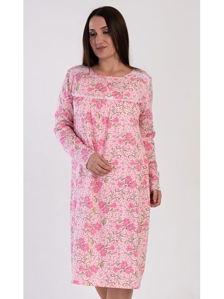 Dámská noční košile s dlouhým rukávem Estela - lososová