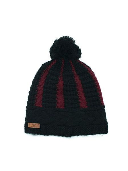 Dvoubarevná čepice s bambulí černá