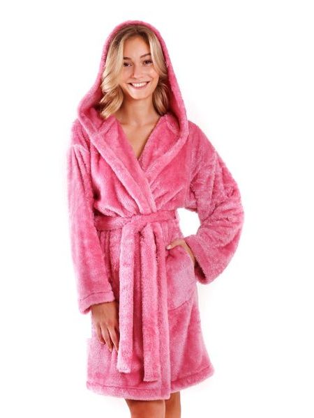 Dámský 3/4 hřejivý župan s kapucí LILLY EXTRA starorůžová