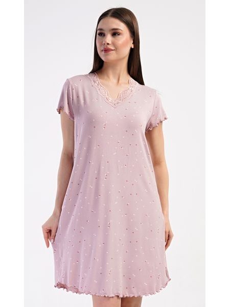 Dámská noční košile s krátkým rukávem Iris - starorůžová