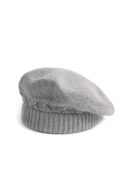 Teplý angorský baret - světlešedý