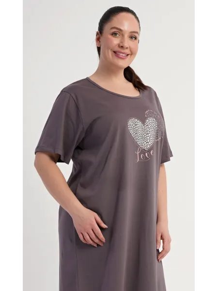 Dámská noční košile s krátkým rukávem Love - pudrová