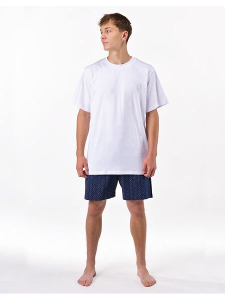 Pánské pyžamo krátké, šité, s potiskem 79194 - bílá lékořice