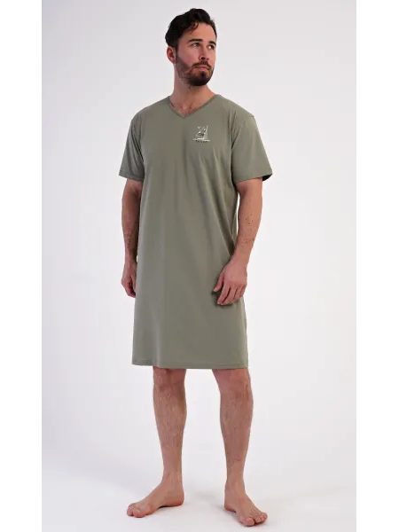 Pánská noční košile s krátkým rukávem Adrien - khaki