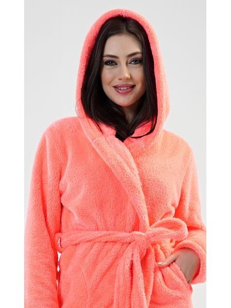 Dámský župan krátký s kapucí Grepfruit - růžová