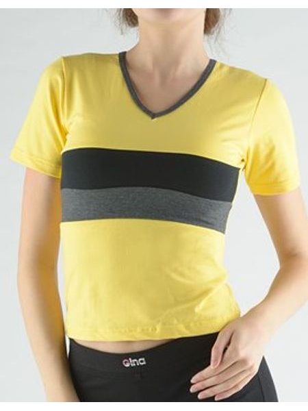 Dámské tričko s krátkým rukávem, krátký rukáv, šité 98009P - citronová tm. šedá