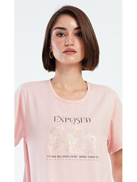 Dámské domácí šaty s krátkým rukávem Michaela - světle lososová