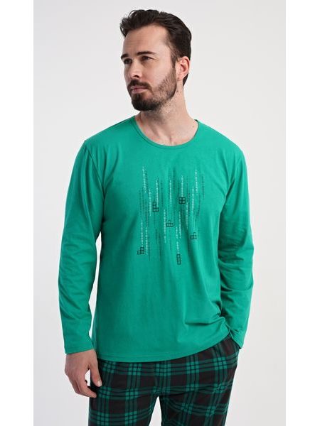 Pánské pyžamo dlouhé Tetris - zelená