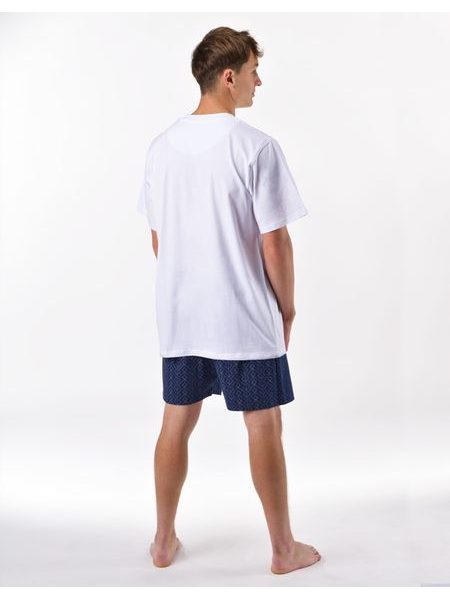 Pánské pyžamo krátké, šité, s potiskem 79194 - bílá lékořice