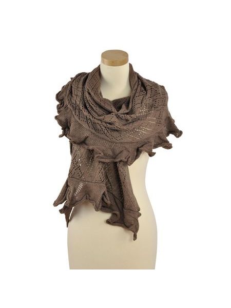 Pletený ažurový šál hnědý