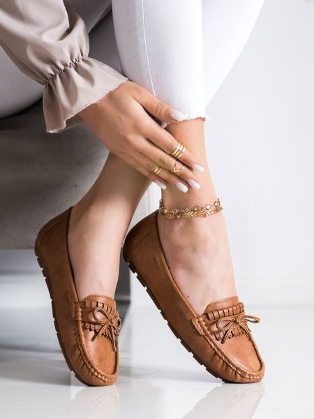 Hnědé mokasíny s mašlí