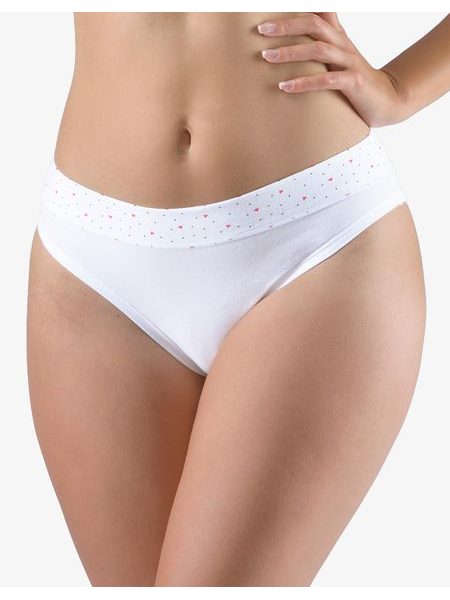 GINA dámské kalhotky klasické s úzkým bokem, úzký bok, šité, s potiskem Disco XVIII 10280P - bílá purpurová