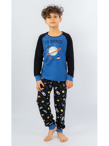 Dětské pyžamo dlouhé Vesmír - modrá