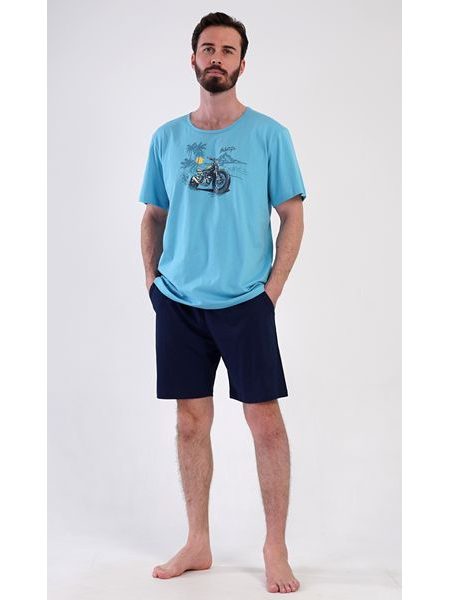 Pánské pyžamo šortky Pavel - tmavě tyrkysová