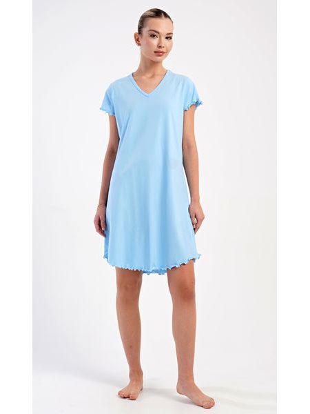 Dámská noční košile s krátkým rukávem Sandra - světle modrá