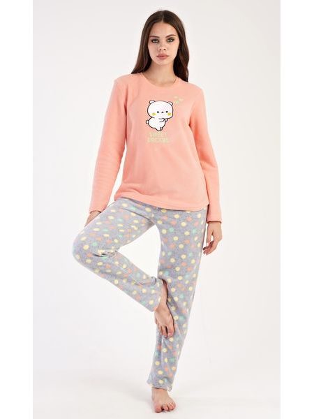 Dámské pyžamo dlouhé Kotě - světle růžová