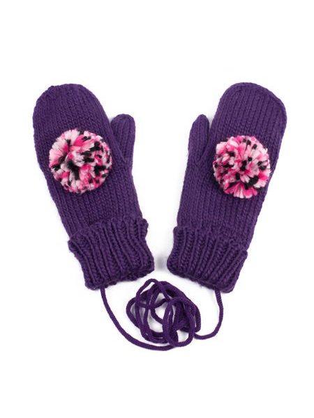 Rukavice s bambulí fialové
