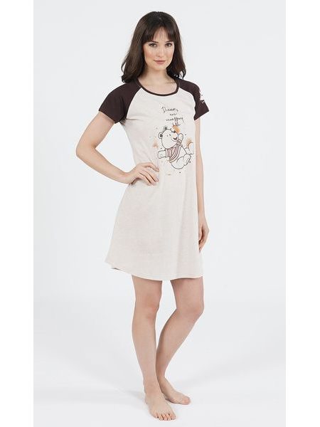 Dámská noční košile s krátkým rukávem Méďa - modrá