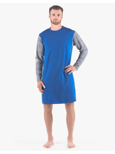 Pánské košile noční pánská dlouhý rukáv, šité, s potiskem 79179P - atlantic šedá