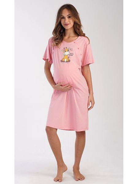 Dámská noční košile mateřská Malá žirafa - světle lososová