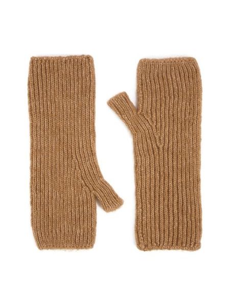 Čepice, rukavice, šála a bolero s rolákem - světlehnědý