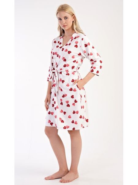 Dámský župan krátký Valentýna - jahodová
