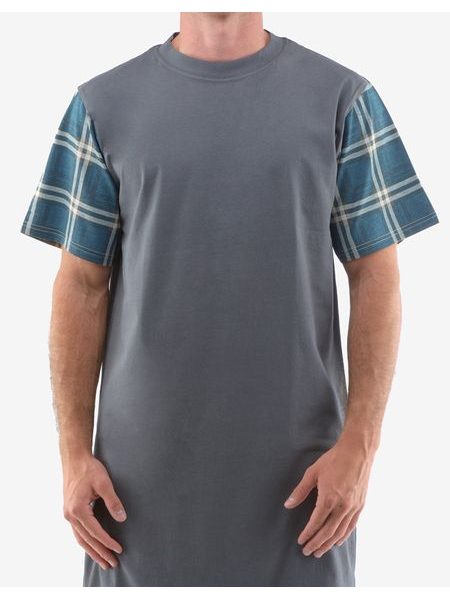 Pánská noční košile s krátkým rukávem 79146P - tm. šedá petrolejová