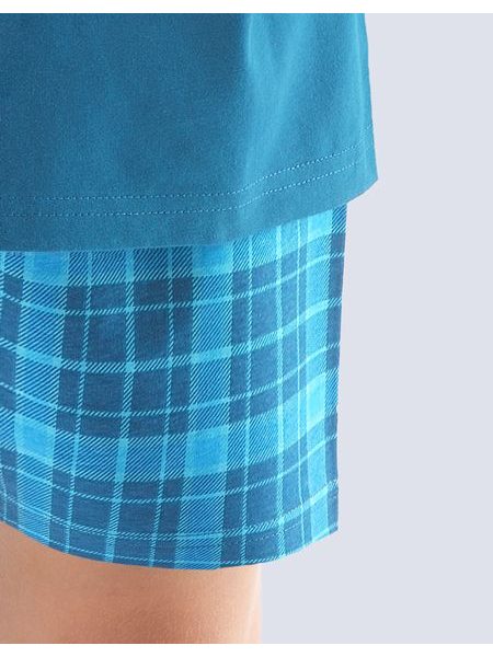 GINA dětské pyžamo krátké chlapecké, šité, s potiskem 69002P - petrolejová dunaj