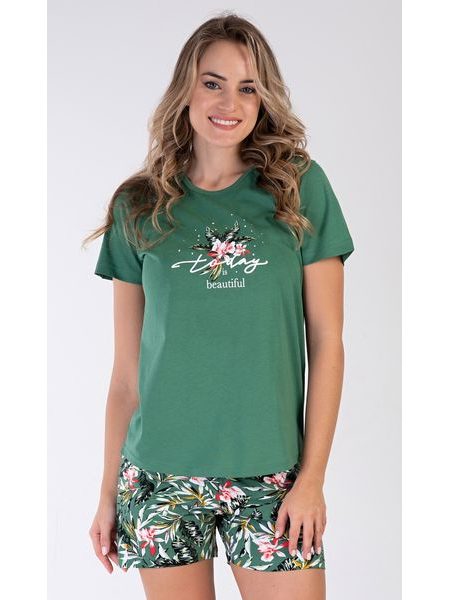 Dámské pyžamo šortky Beautiful - smaragdová