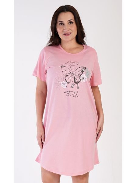 Dámská noční košile s krátkým rukávem Motýl - lososová