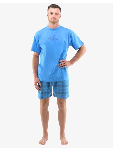 Pánské pyžamo krátké 79136P - atlantic tm. šedá