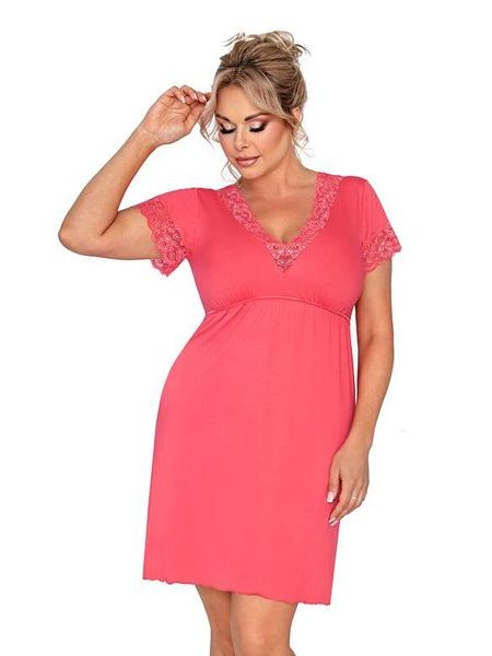 Luxusní košilka plus size Mariza korálová
