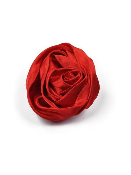 Saténová růžička červená - brož - sponka do vlasů