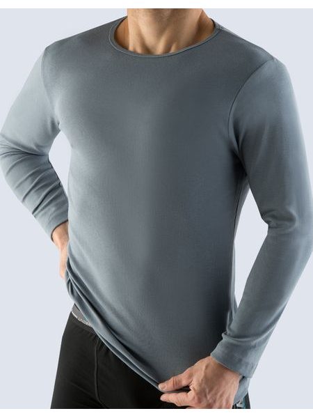 Pánské tričko s dlouhým rukávem, dlouhý rukáv, šité, jednobarevné 78003P - kouřová