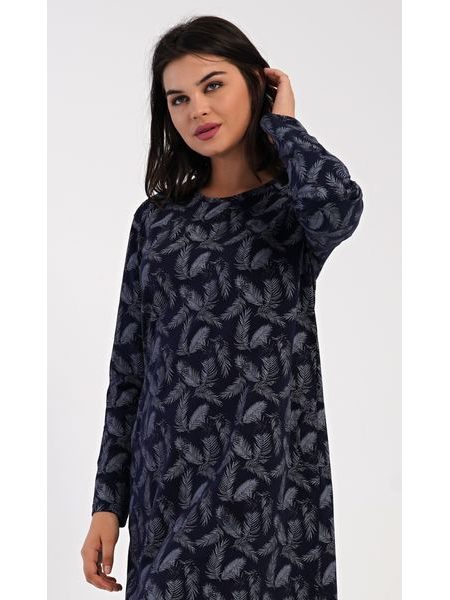 Dámské domácí šaty s dlouhým rukávem Isabela - tmavě modrá