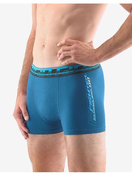 Pánské boxerky s kratší nohavičkou, kratší nohavička, šité, s potiskem 73120P - petrolejová dunaj