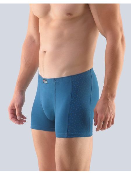 Pánské boxerky s kratší nohavičkou, kratší nohavička, šité, s potiskem 73103P - petrolejová dunaj