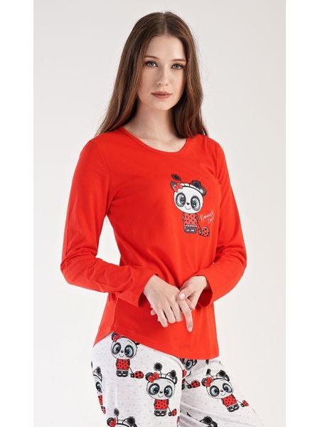 Dámské pyžamo dlouhé Anežka - červená