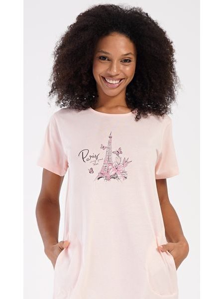 Dámské domácí šaty s krátkým rukávem Paris - světle modrá