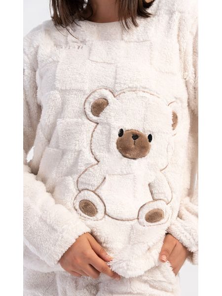Dámské pyžamo dlouhé Teddy - smetanová