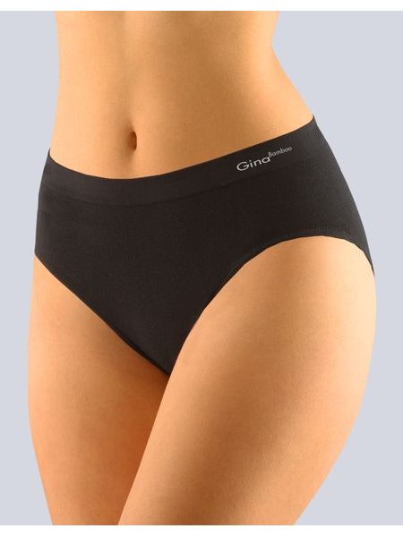 GINA dámské kalhotky klasické, širší bok, bezešvé, jednobarevné Bamboo PureLine 00019P - černá