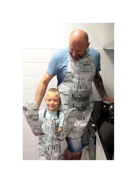 Nejlepší tatínek, zástěra, chňapka s magnetem, dvě utěrky