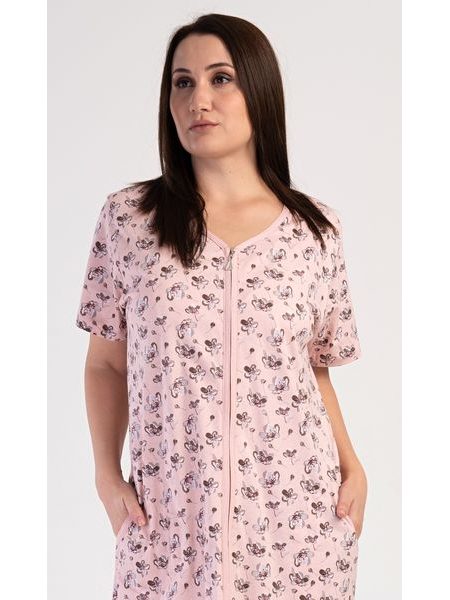 Dámské domácí šaty s krátkým rukávem Olivia - světle lososová