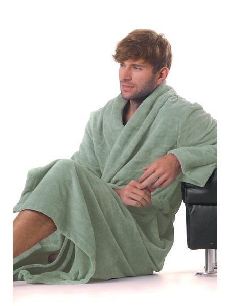 Unisex dlouhý savý župan se šálovým límcem TAMPA olivová