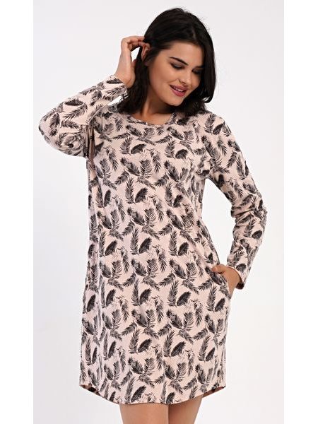 Dámské domácí šaty s dlouhým rukávem Isabela - světle lososová