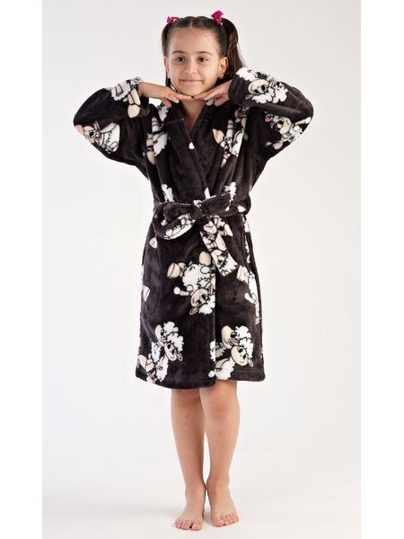 Dětský župan s kapucí Ovečka - tmavě šedá