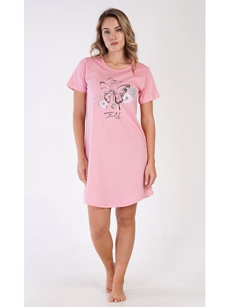 Dámská noční košile s krátkým rukávem Butterfly - šedá